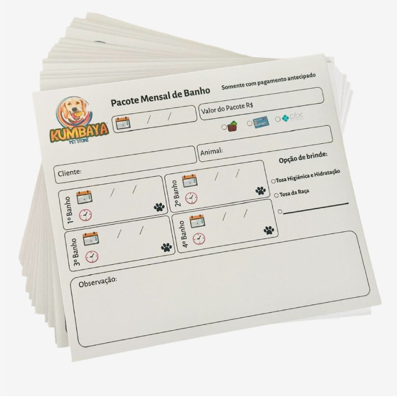 Ficha de Pacote de Banho